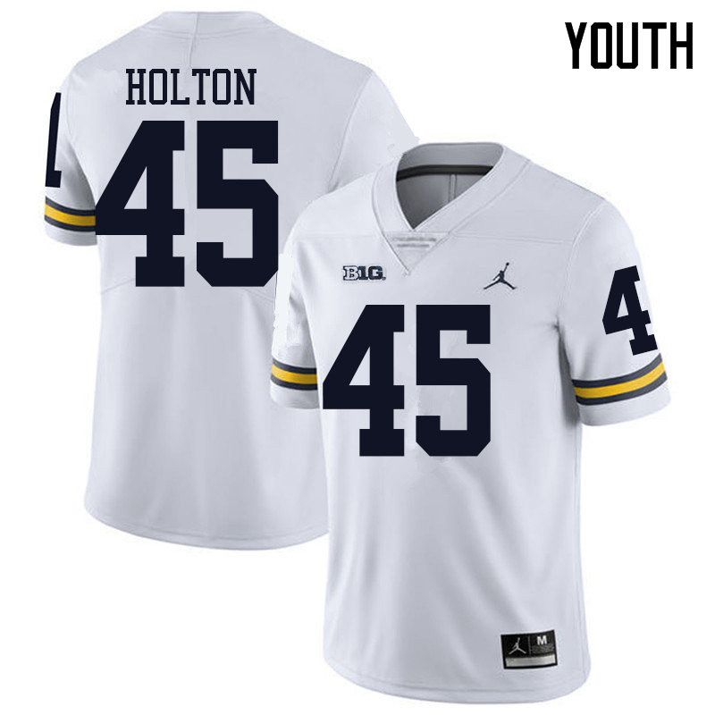 Jordan Brand Youth #45 William Holton Michigan Wolverines College Football Jerseys Sale-White